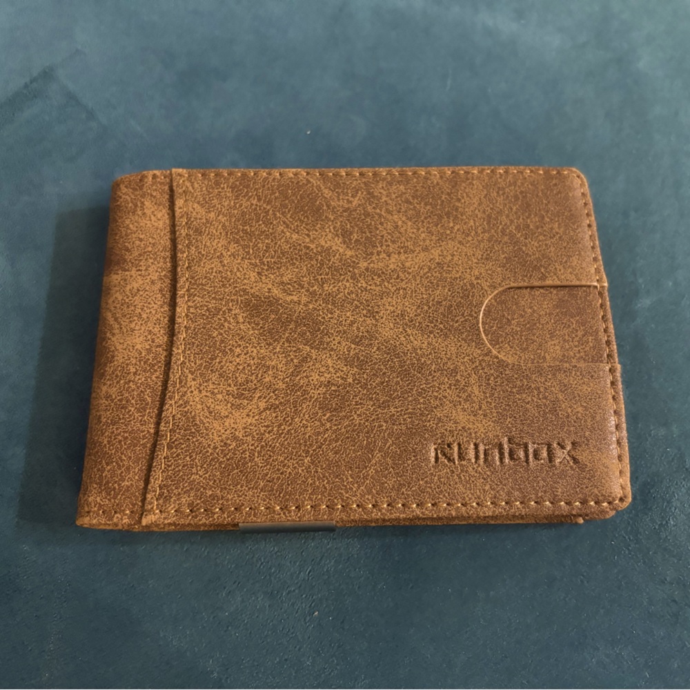 RUNBOX - Slim Wallet Minimalist Leather Bifold RFID (Brown)